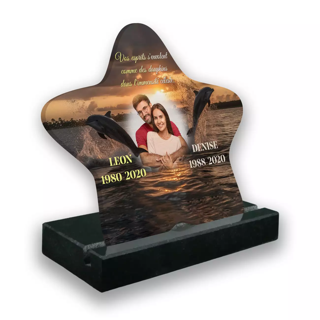 plaque funéraire personnalisée noir avec photo