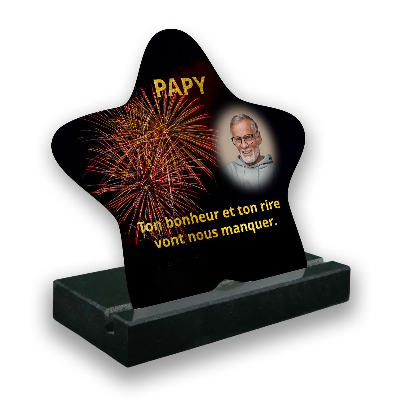 plaque funéraire personnalisée noir avec photo