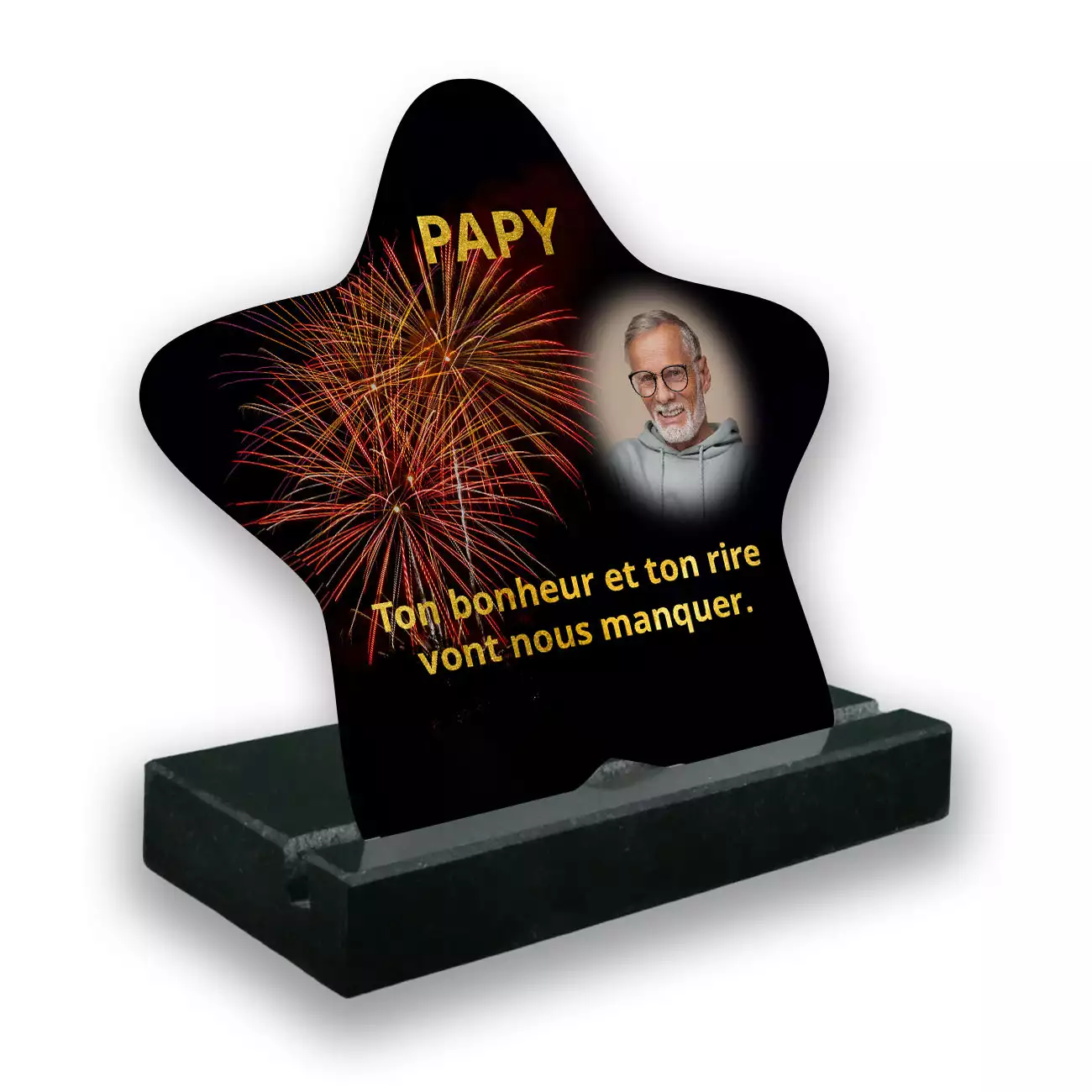 plaque funéraire personnalisée noir avec photo