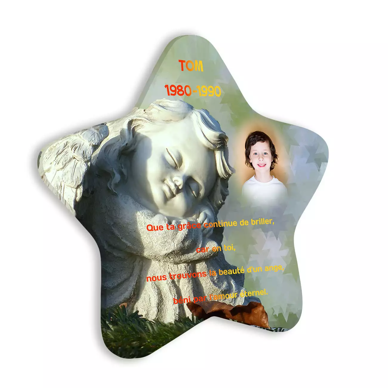 plaque funéraire personnalisée sans pied avec photo
