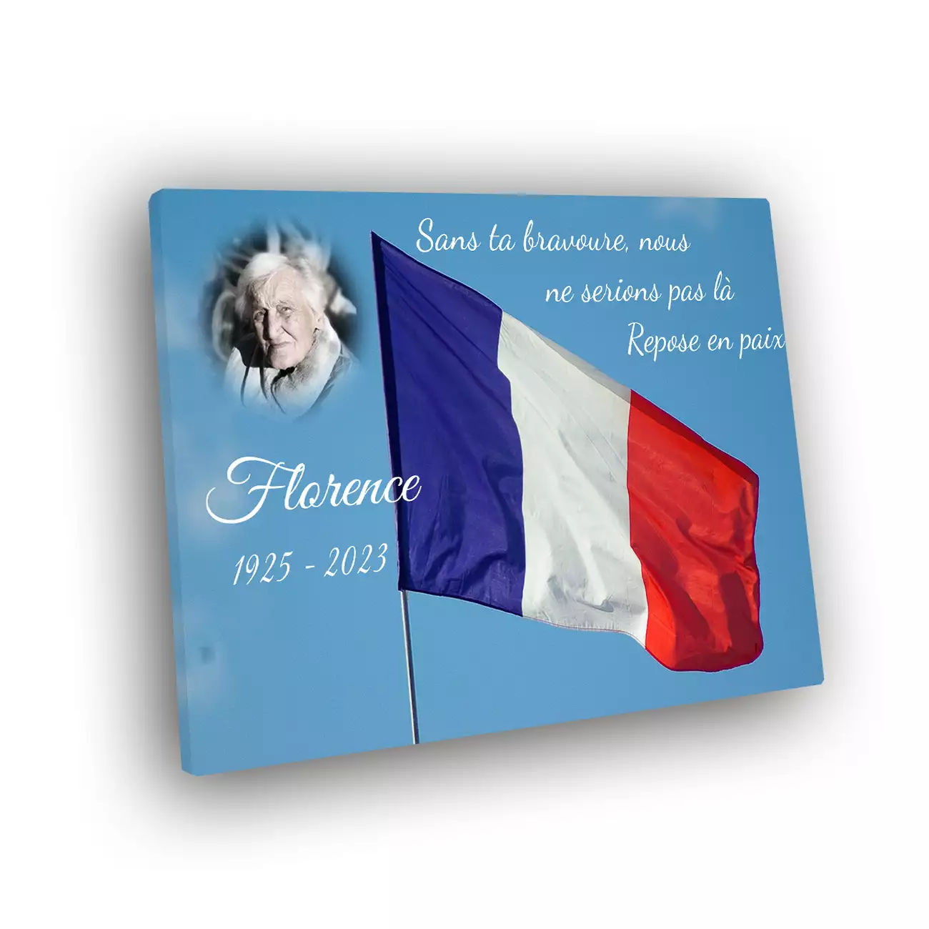Plaque funéraire personnalisée Petit rectangle Sans pied Avec image