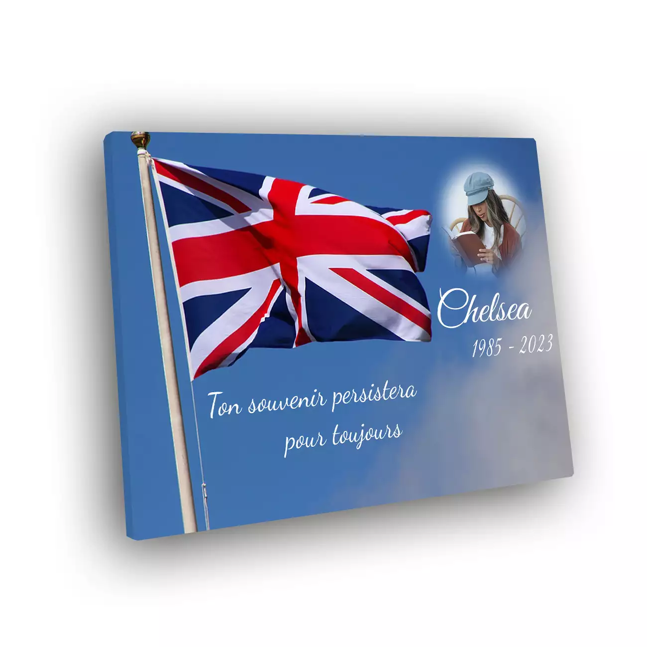 Plaque tombale personnalisée, Petit rectangle, Sans pied , Avec image
