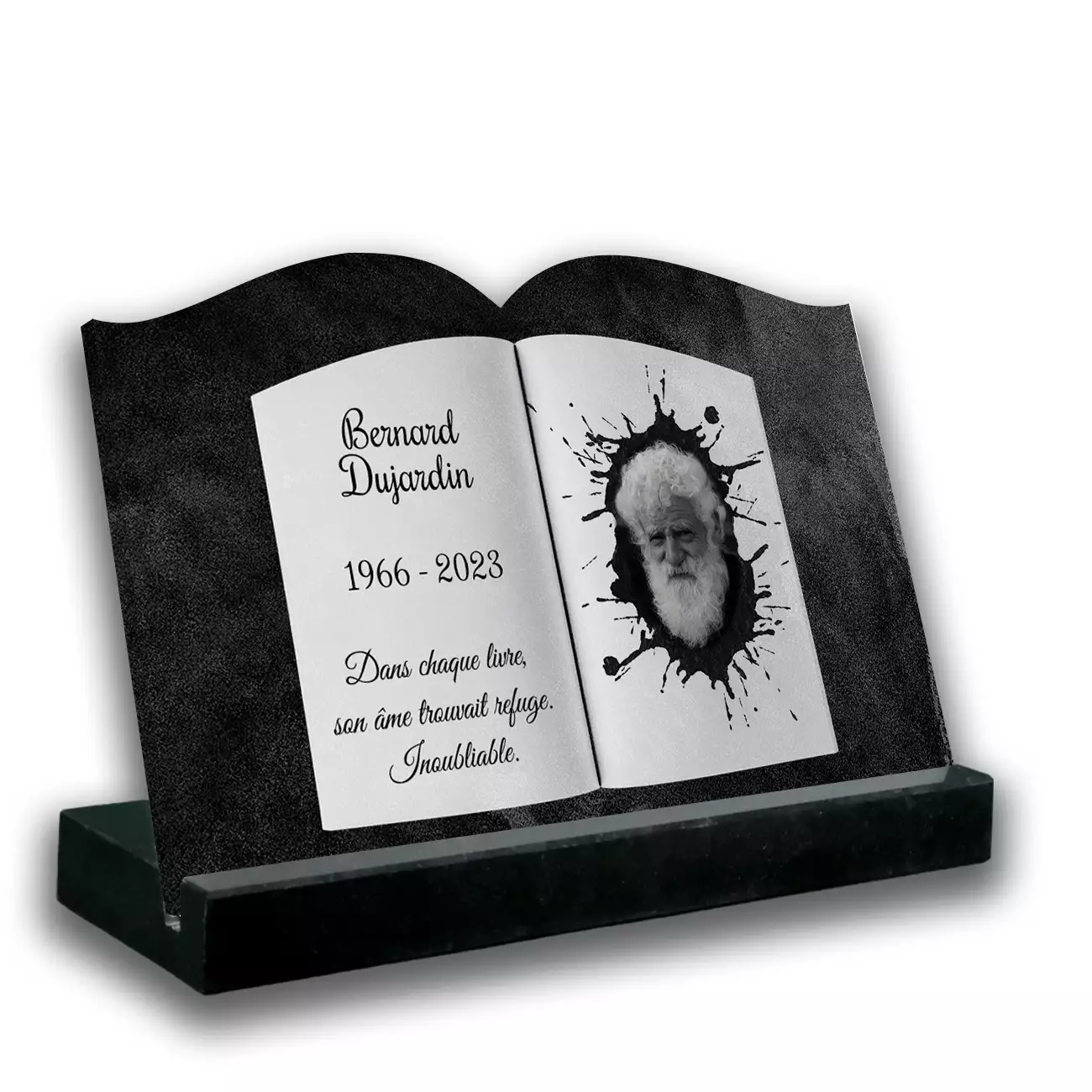 Plaque tombale personnalisée, Avec socle noir, Sans image