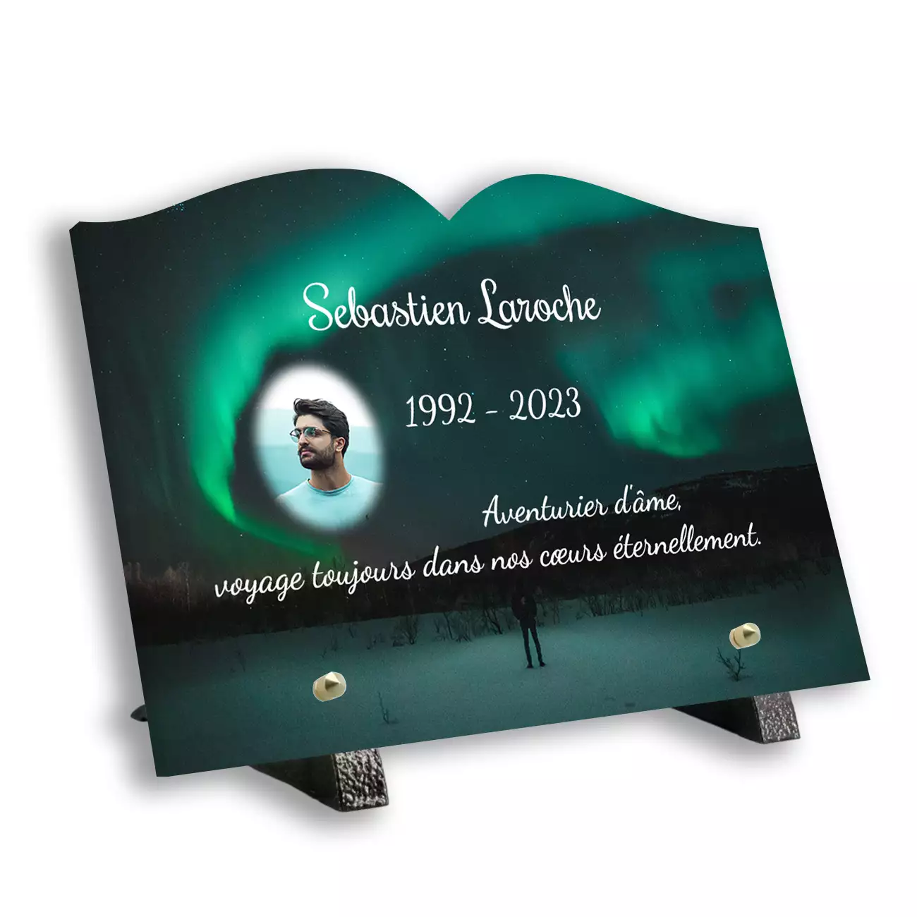 Plaque tombale personnalisée, Avec socle, Avec image