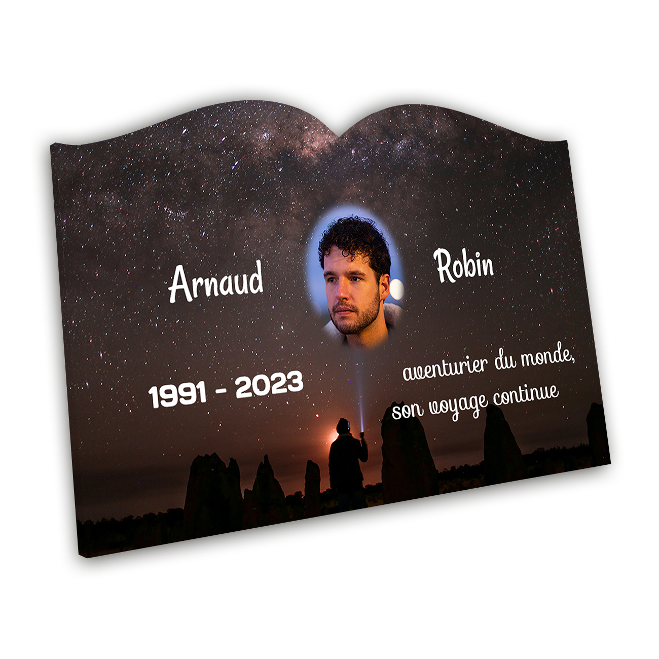 Plaque tombale personnalisée, Sans socle, Avec image