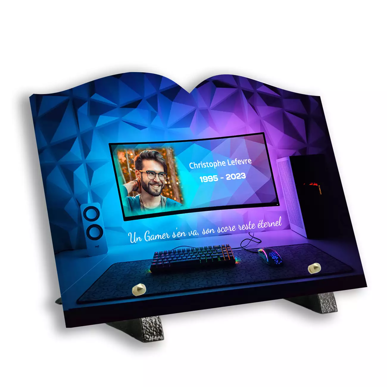 Plaque tombale personnalisée, Avec socle, Avec image