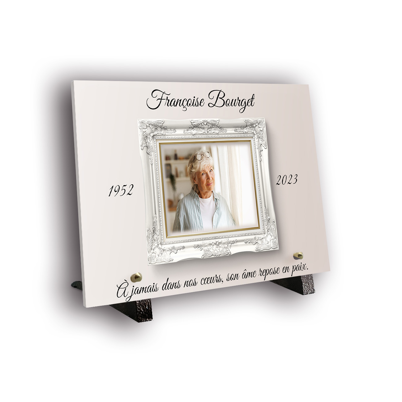 plaque pied Texte+photo grand rectangle.