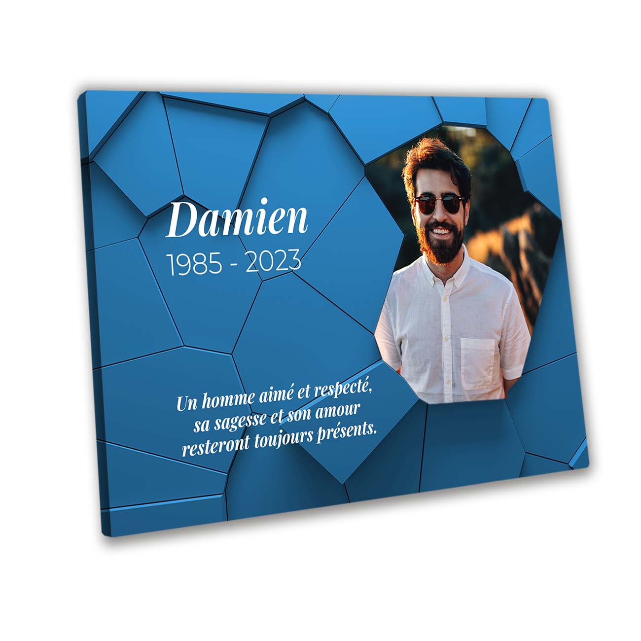 Plaque funéraire photo thème customisé avec support sans pieds