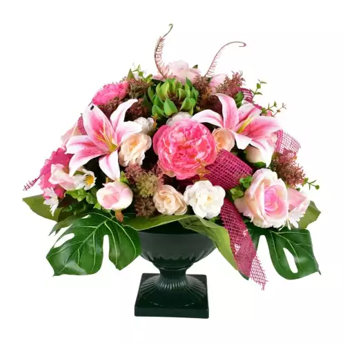Jardinière de fleurs artificielles cimetière