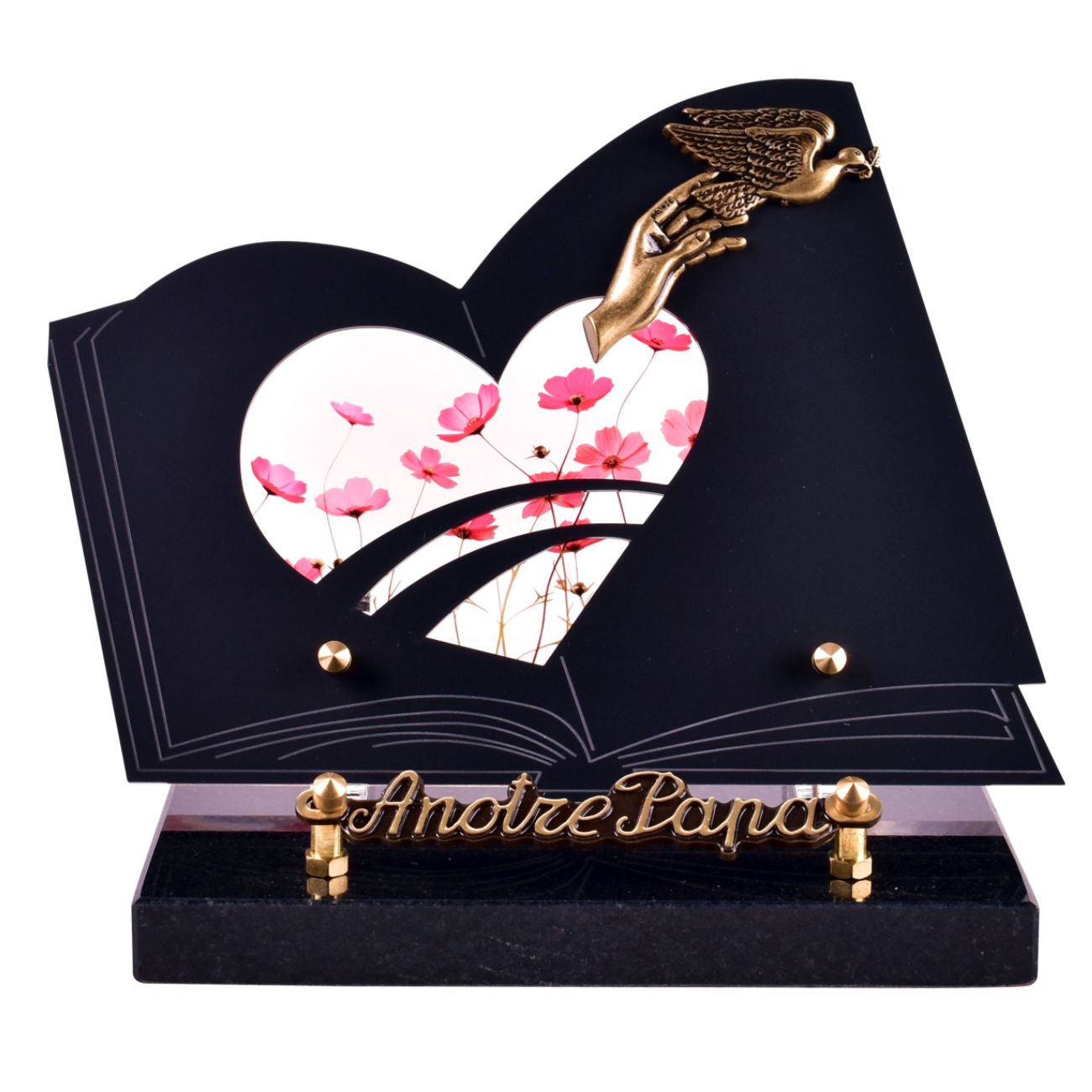 Plaque funéraire livre cœur