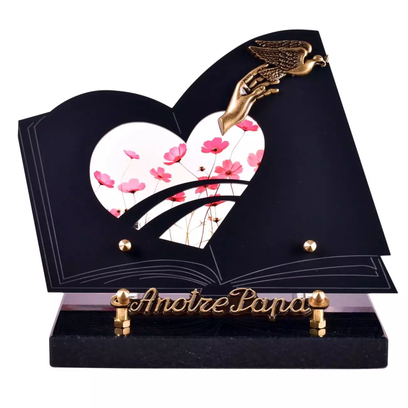 Plaque funéraire livre cœur