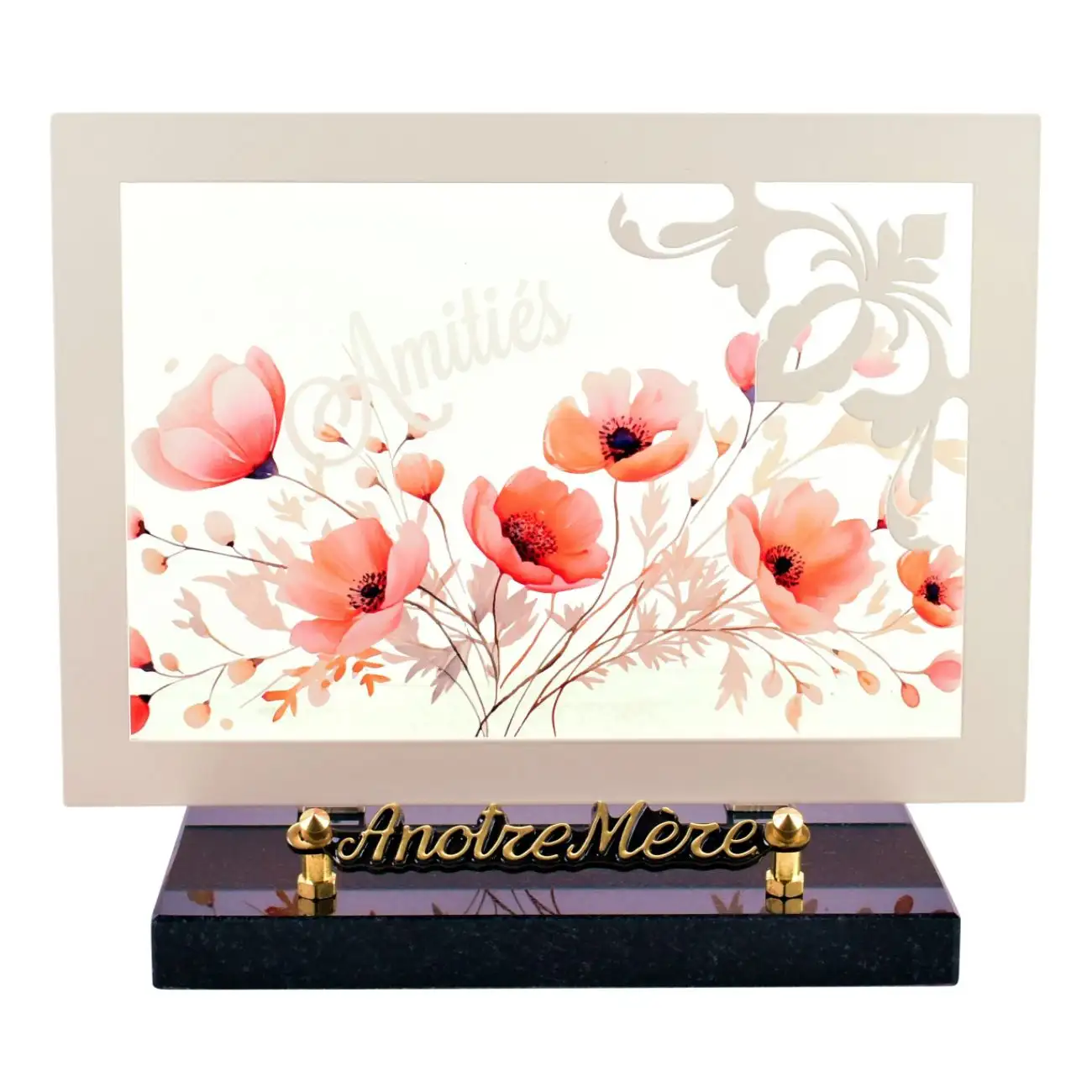 Plaque-funéraire-cadre-arabesque-coquelicots
