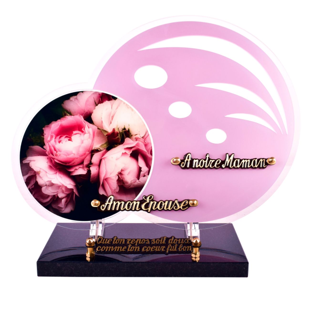 Plaque-funéraire-double-rond-pivoine-rose