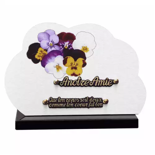 Plaque-mortuaire-bouquet-de-pensées-cimetiere-1