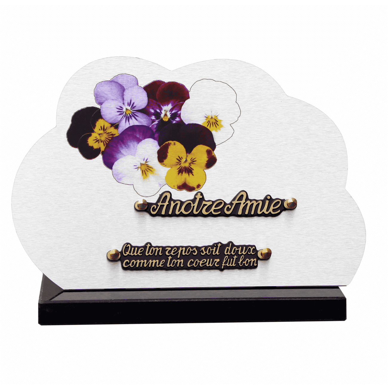 Plaque-mortuaire-bouquet-de-pensées-cimetiere-1