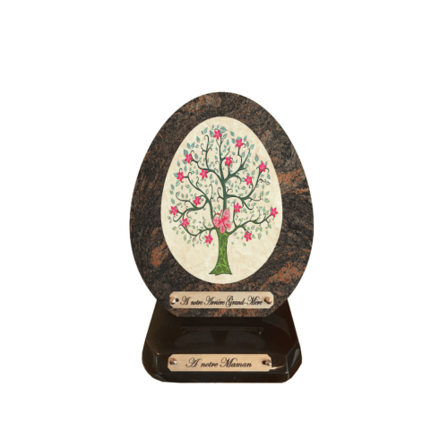 Plaque funéraire ovale Arbre fleuri de souvenirs
